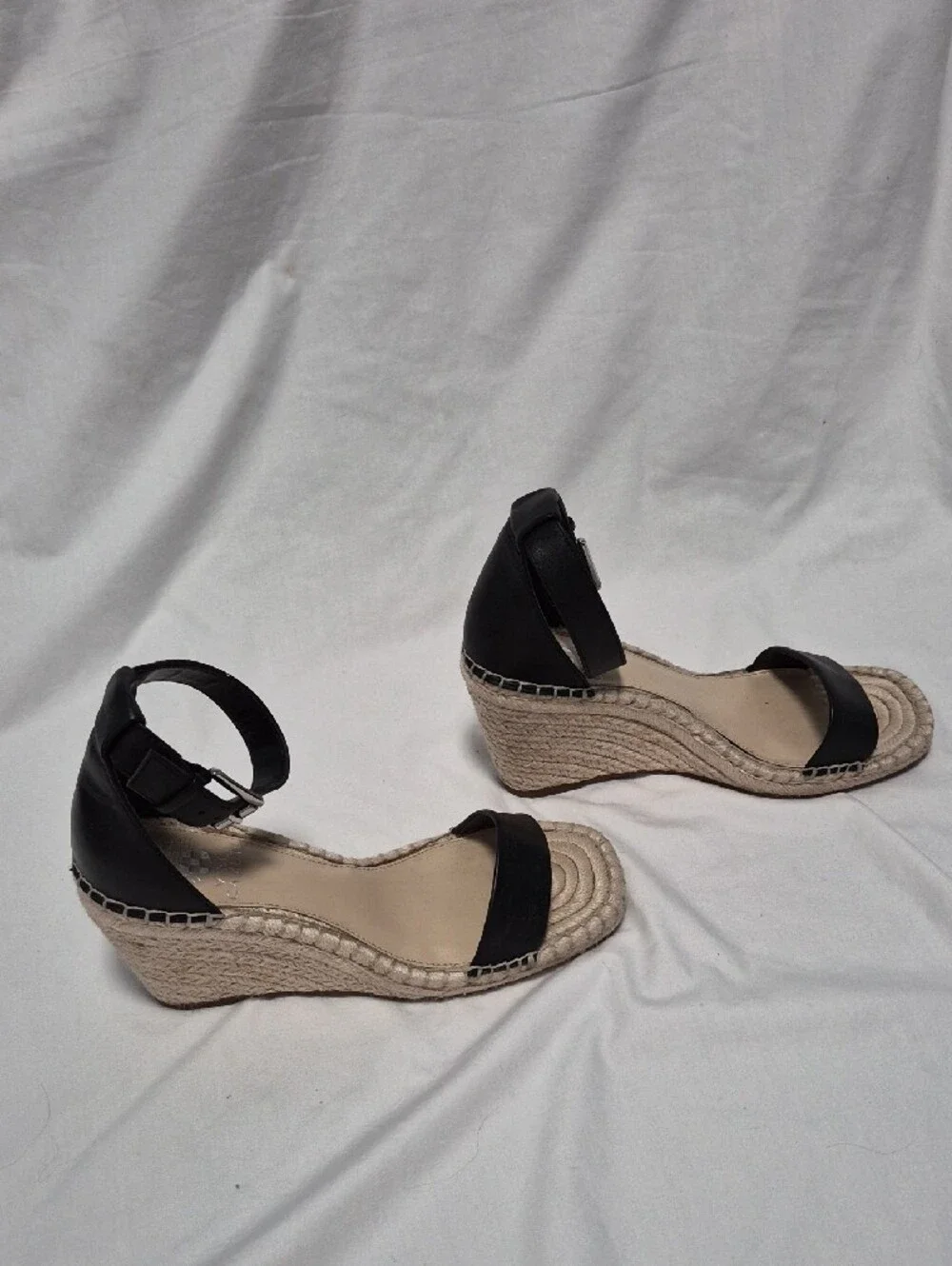Vince Camuto Black Espadrille Wedge Sandals with Ankle Strap 8